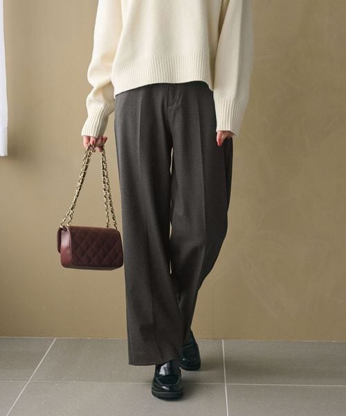 BEAUTY&YOUTH/裏起毛バックゴム ストレートパンツ ウォッシャブル/イージーパンツ