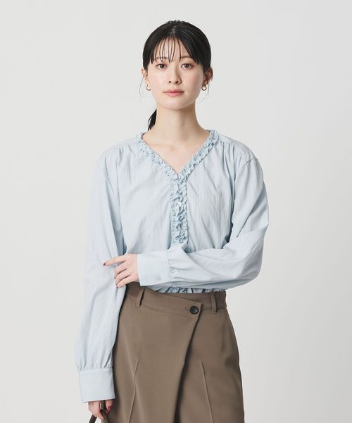 BEAUTY&YOUTH/【Wardrobe DAILY MINIMAL】ラッフル Vネックブラウス ウォッシャブル/シャツ / ブラウス