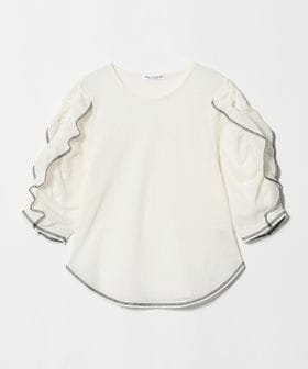BEAUTY&YOUTH/コットンナイロン ラッフル ジャガードプルオーバー ウォッシャブル/Tシャツ / カットソー