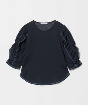 BEAUTY&YOUTH/コットンナイロン ラッフル ジャガードプルオーバー ウォッシャブル/Tシャツ / カットソー
