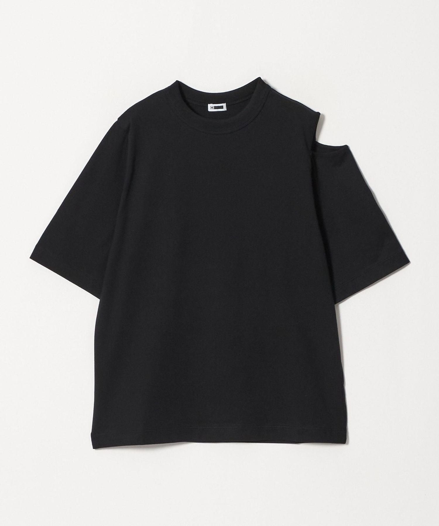 H＞コットン ハイゲージ スリットTシャツ