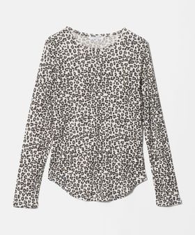 BEAUTY&YOUTH/コットン レオパードプリント ロングスリーブ シアーカットソー/Tシャツ / カットソー
