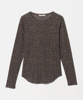 BEAUTY&YOUTH/コットン レオパードプリント ロングスリーブ シアーカットソー/Tシャツ / カットソー