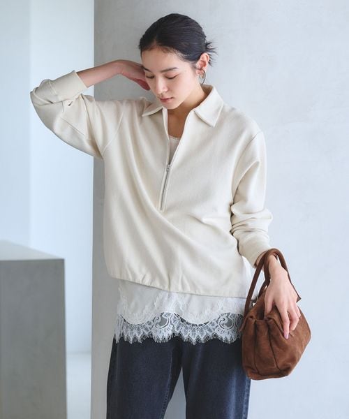 BEAUTY&YOUTH/【WEB限定 Wardrobe DAILY MINIMAL】ダンボールジャージー ハーフジッププルオーバー/Tシャツ / カットソー