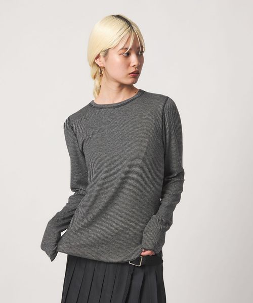 BEAUTY&YOUTH/毛セルロースブレンド クルーネック カットソー/ボーダー/Tシャツ / カットソー