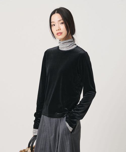 BEAUTY&YOUTH/ベロア ロングスリーブTシャツ ウォッシャブル/Tシャツ / カットソー