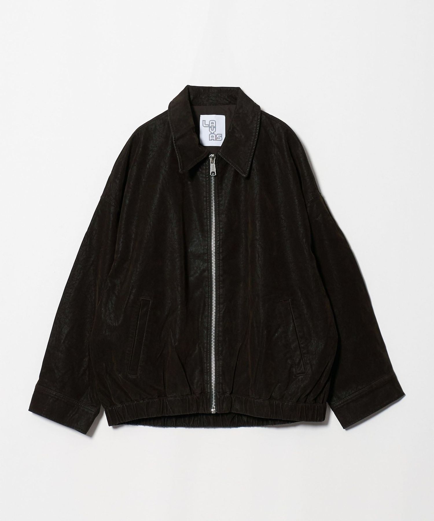 LAYAS＞レザーライク ジップ ブルゾン