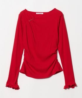 BEAUTY&YOUTH/コットン リブ ボタン ギャザー プルオーバー/Tシャツ / カットソー