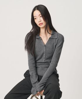 BEAUTY&YOUTH/オーガニックコットン スキッパー  リブニットプルオーバー ウォッシャブル/ニット / セーター