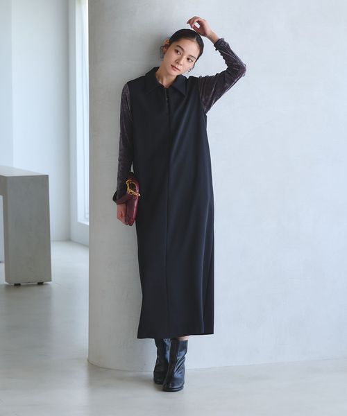 BEAUTY&YOUTH/【WEB限定 Wardrobe DAILY MINIMAL】ダブルクロス スキッパーワンピース ウォッシャブル/ワンピース