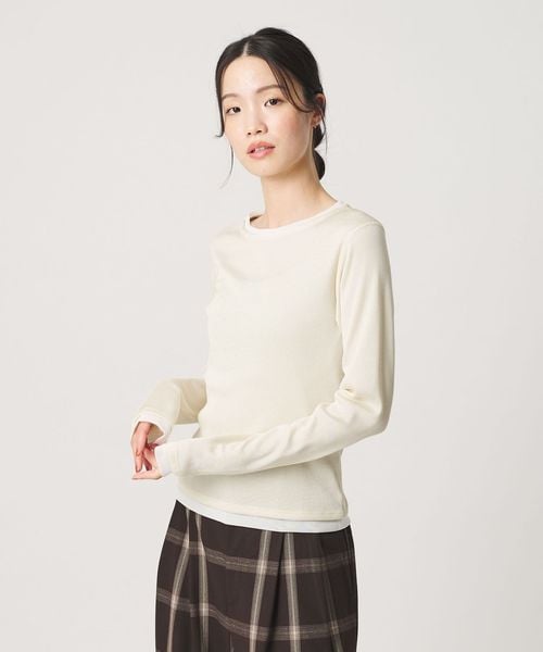 BEAUTY&YOUTH/ポリエステルコットン テレコ チュール ドッキングプルオーバー/Tシャツ / カットソー