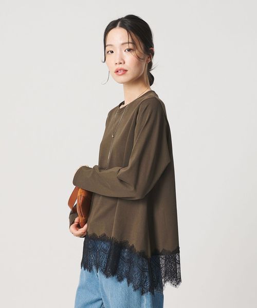 BEAUTY&YOUTH/レースコンビ ロングスリーブ カットソー/Tシャツ / カットソー