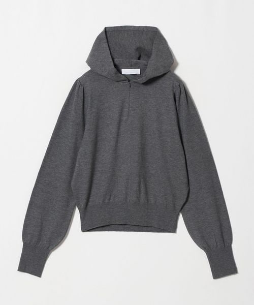 AMOMENTO/＜AMOMENTO＞SHIRRING HALF ZIP UP KNIT HOODIE/ニット/ニット / セーター
