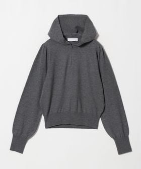 AMOMENTO/＜AMOMENTO＞SHIRRING HALF ZIP UP KNIT HOODIE/ニット/ニット / セーター