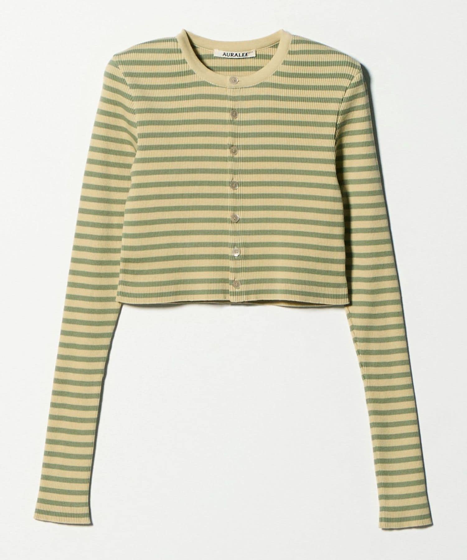 AURALEE＞クロップド ボーダーカーディガン