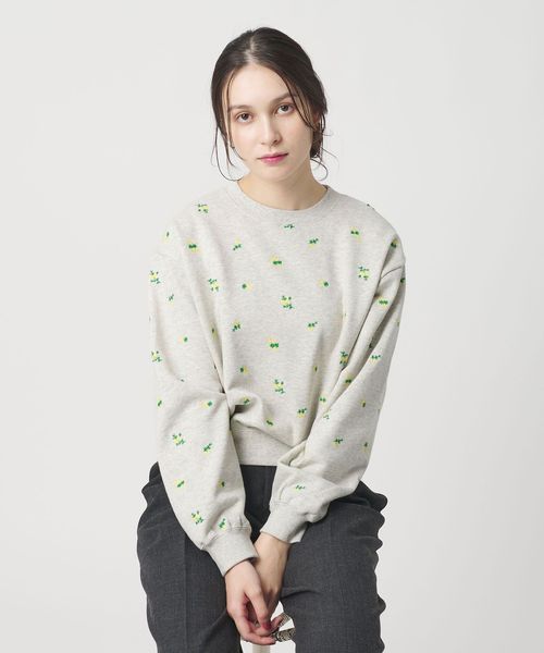 BEAUTY&YOUTH/コットン裏毛 エンブロイダリー スウェットプルオーバー/スウェット / パーカー