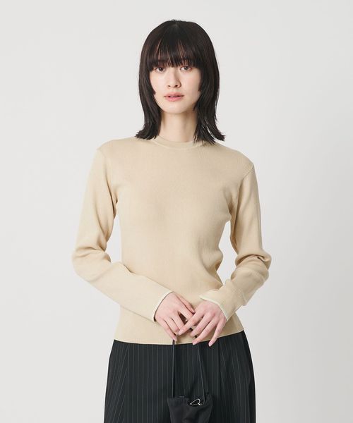 BEAUTY&YOUTH/コットンブレンド リブライン ニットプルオーバー ウォッシャブル/ニット / セーター