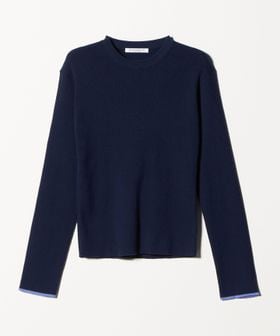 BEAUTY&YOUTH/コットンブレンド リブライン ニットプルオーバー ウォッシャブル/ニット / セーター