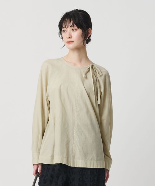 BEAUTY&YOUTH/リボンタイ ノーカラーブラウス/シャツ / ブラウス