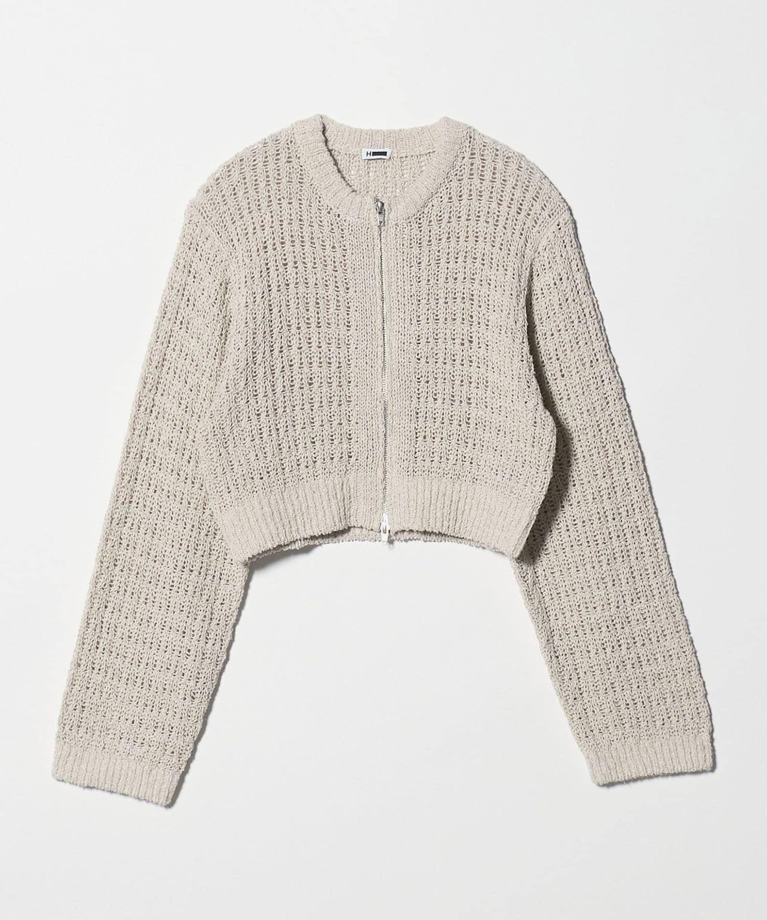 H BEAUTY&YOUTH カーディガン　L H＞ローゲージ ジップカーディガン