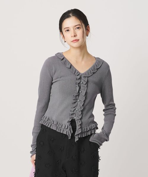 BEAUTY&YOUTH/フリル フロントボタン カーディガン ウォッシャブル/カーディガン / ボレロ