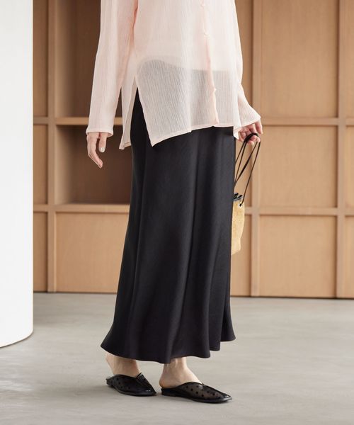 BEAUTY&YOUTH/ポリエステルサテン マーメイドフレアスカート /ミモレ / ロング