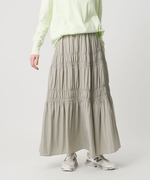 BEAUTY&YOUTH/レーヨンブレンド シャーリング ロングスカート/ミモレ / ロング