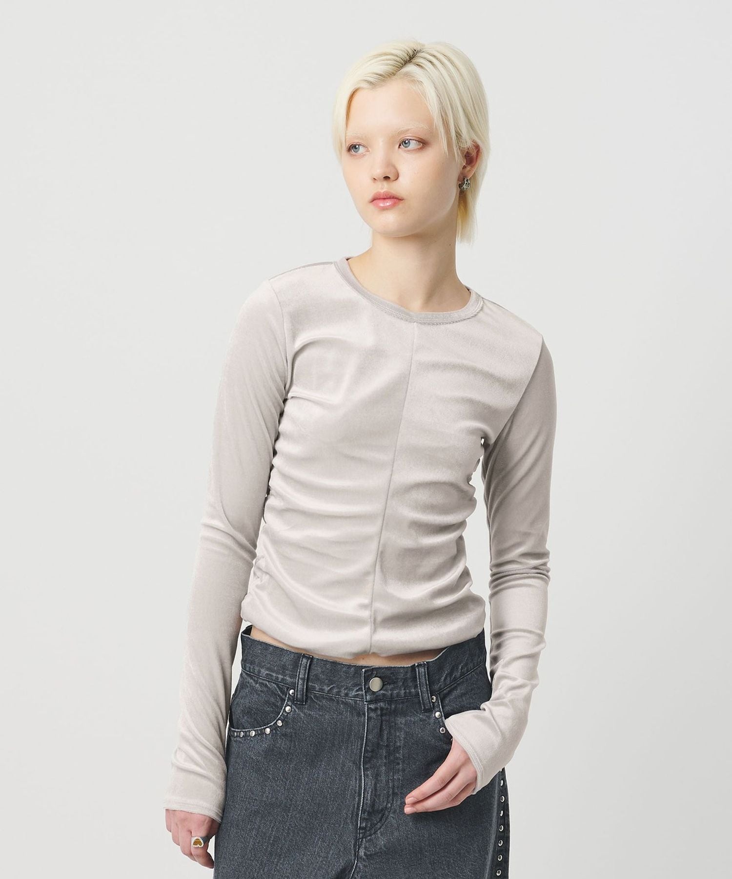 H＞ベロア タイト ロングスリーブ