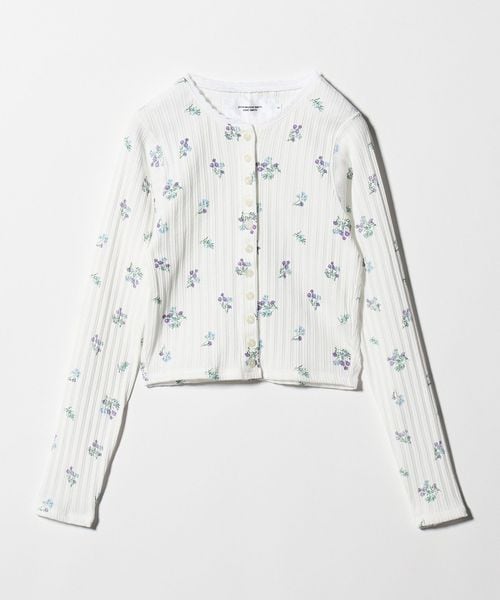 JANE SMITH/＜JANE SMITH ＞フラワープリント クルーネック リブカーディガン/カーディガン / ボレロ
