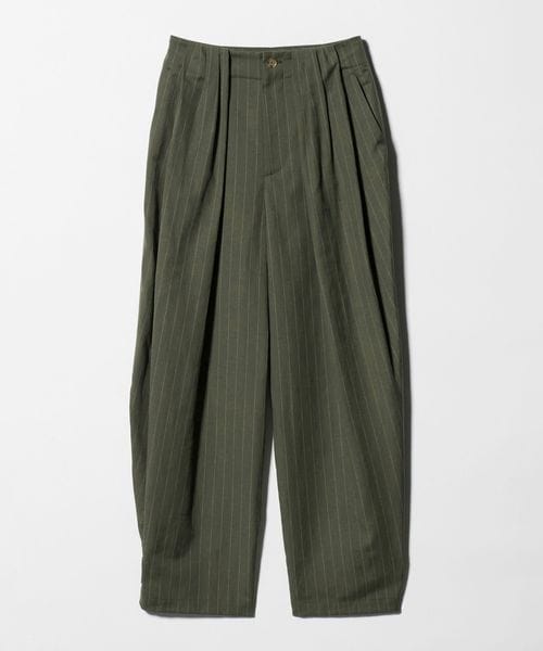 BEAUTY&YOUTH/麻ブレンド ストライプ タブ タックパンツ/その他パンツ