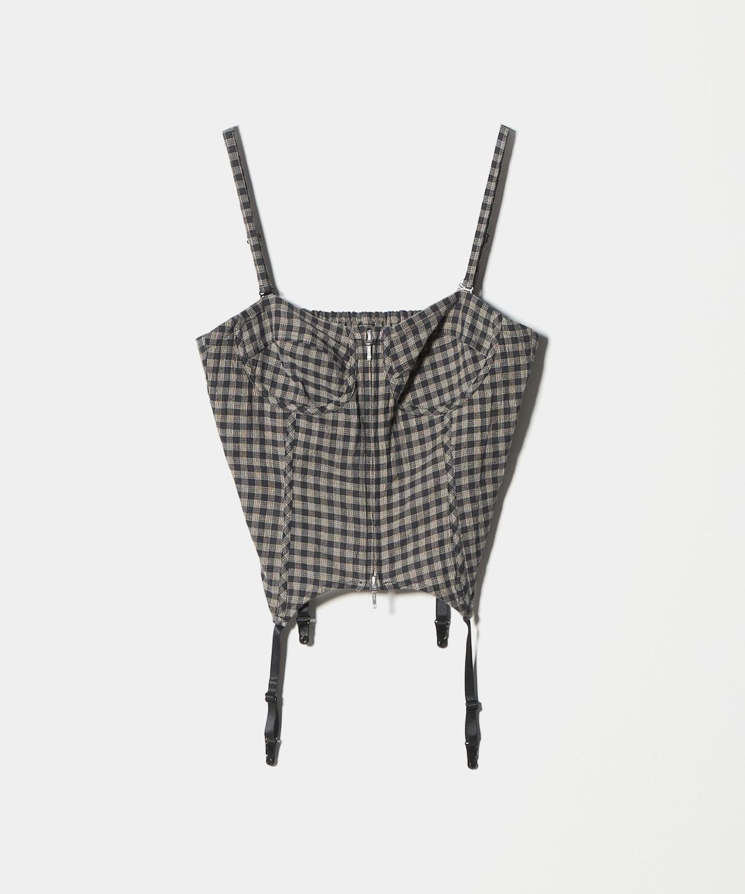 eriko katori チェック柄ビスチェ ERIKOKATORI＞CHECK COTTON BUSTIER/ビスチェ