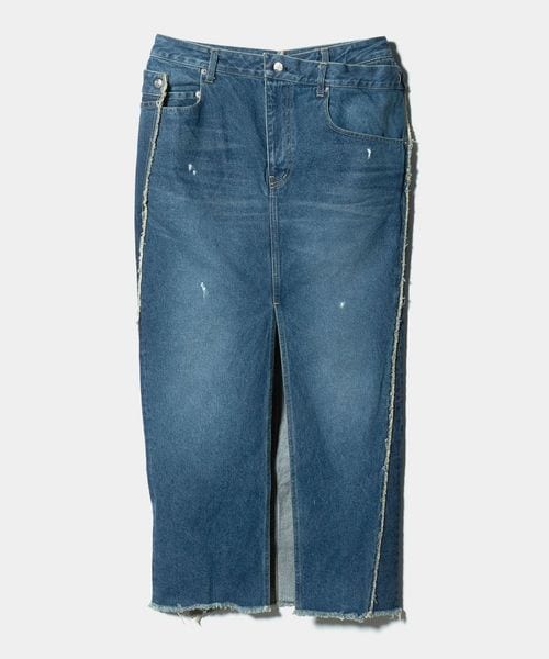 OLD PARK/【別注】＜OLD PARK＞クロス デニムスカート/ミモレ / ロング