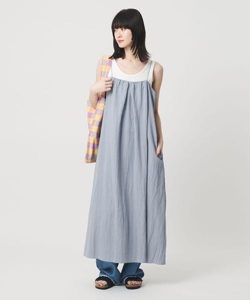 BEAUTY&YOUTH/ギャザー ロングキャミソール ワンピース ウォッシャブル/キャミソールワンピース