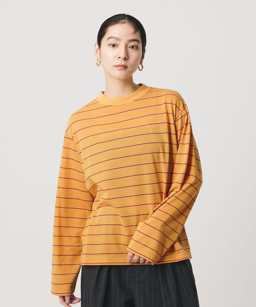 BEAUTY&YOUTH/コットンポリエステル ボーダー ロングスリーブTシャツ/Tシャツ / カットソー