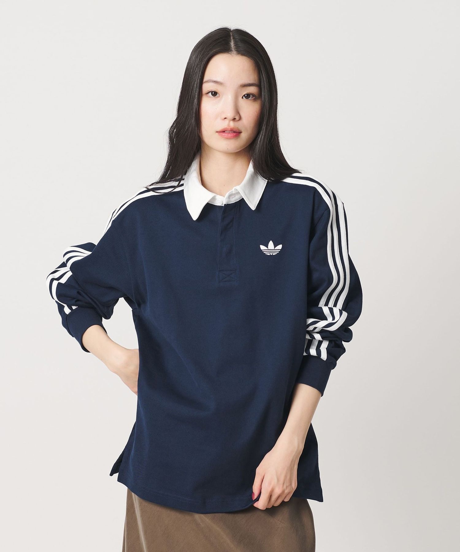 adidas Originals＞スリーストライプス ラグビー ロングスリーブカットソー