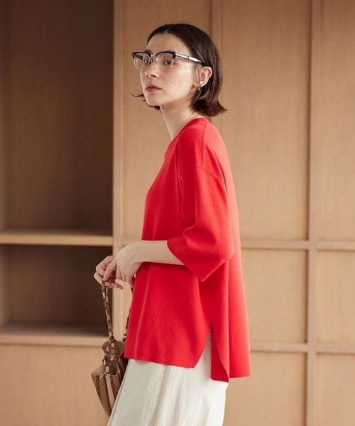 BEAUTY&YOUTH/ハーフスリーブ ニットプルオーバー ウォッシャブル/ニット / セーター