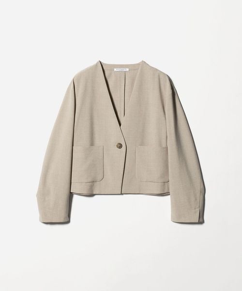 BEAUTY&YOUTH/ポリエステルブレンド カラーレス ショートジャケット/ノーカラージャケット