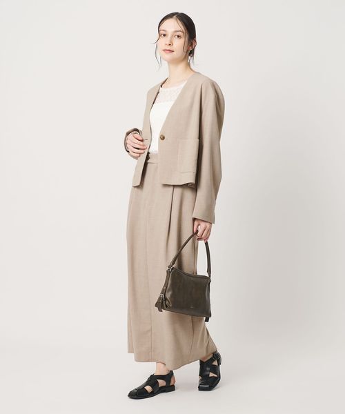 BEAUTY&YOUTH/ポリエステルブレンド カラーレス ショートジャケット/ノーカラージャケット