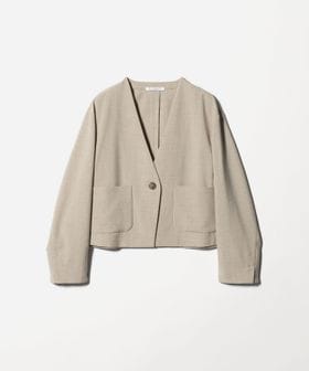 BEAUTY&YOUTH/ポリエステルブレンド カラーレス ショートジャケット/ノーカラージャケット