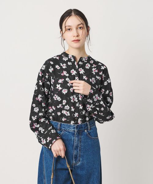 BEAUTY&YOUTH/フラワープリント バンドカラーシャツ ウォッシャブル/シャツ / ブラウス