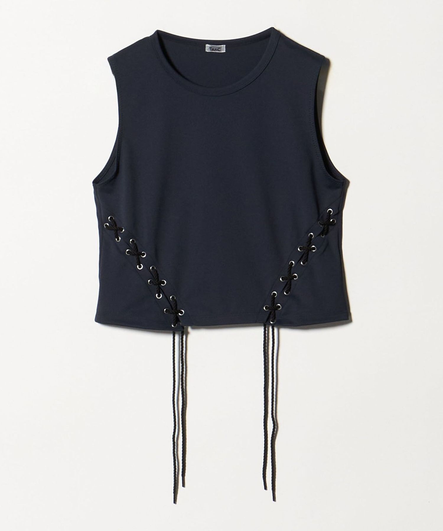 ノースリーブ（紺） TanC TOKYO＞SIDETWIST SLEEVELESS TOP NAVY/ノースリーブ
