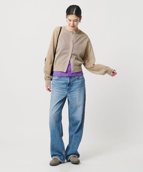 BEAUTY&YOUTH/ライン クルーネック カーディガン ウォッシャブル/カーディガン / ボレロ