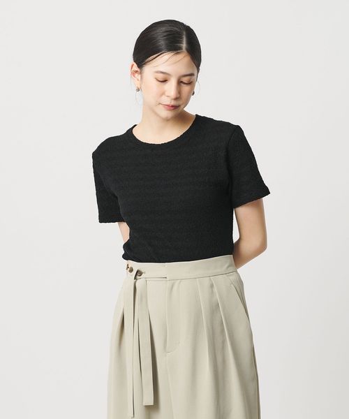 BEAUTY&YOUTH/ジャガード コンパクト ショートスリーブTシャツ/Tシャツ / カットソー