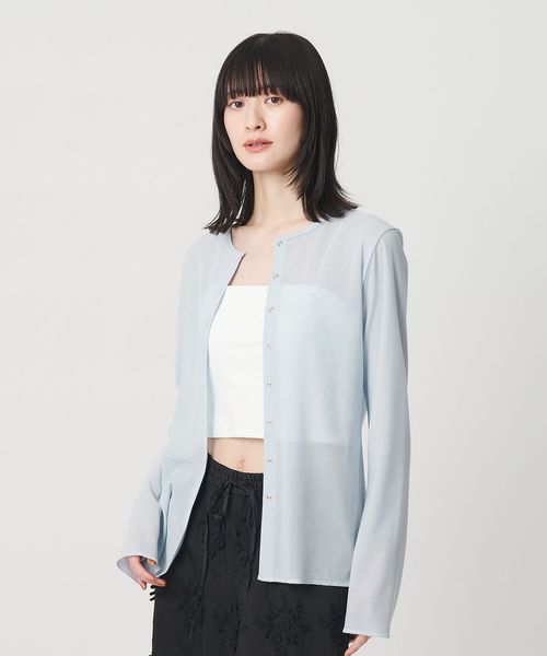 BEAUTY&YOUTH/リングボタン チュール カーディガン ウォッシャブル 接触冷感/カーディガン / ボレロ