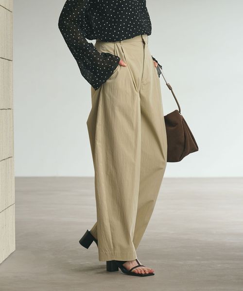 BEAUTY&YOUTH/タックカーブパンツ ウォッシャブル 接触冷感/その他パンツ