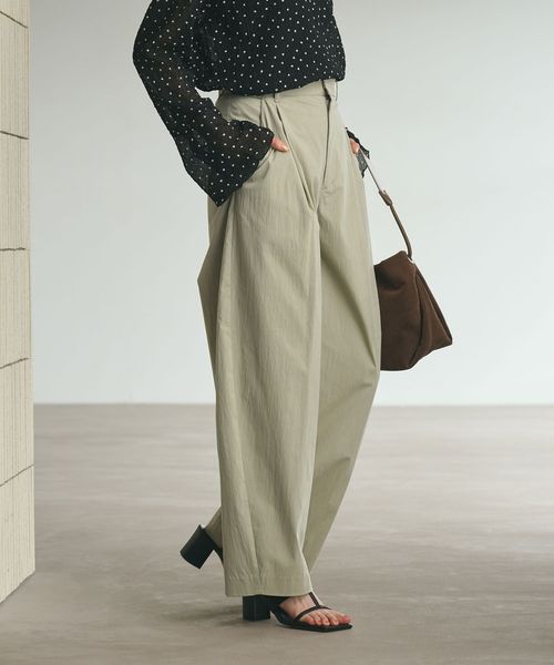 BEAUTY&YOUTH/タックカーブパンツ ウォッシャブル 接触冷感/その他パンツ