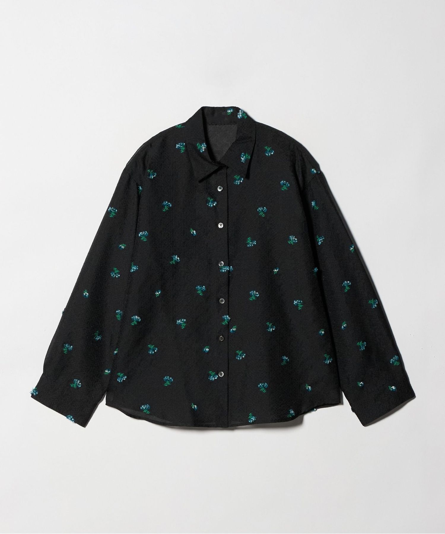 フラワーモチーフ ジャガード シャツ ウォッシャブル
