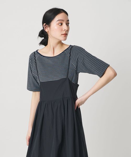 BEAUTY&YOUTH/コットン パイルボーダー 5分袖カットソー/Tシャツ / カットソー