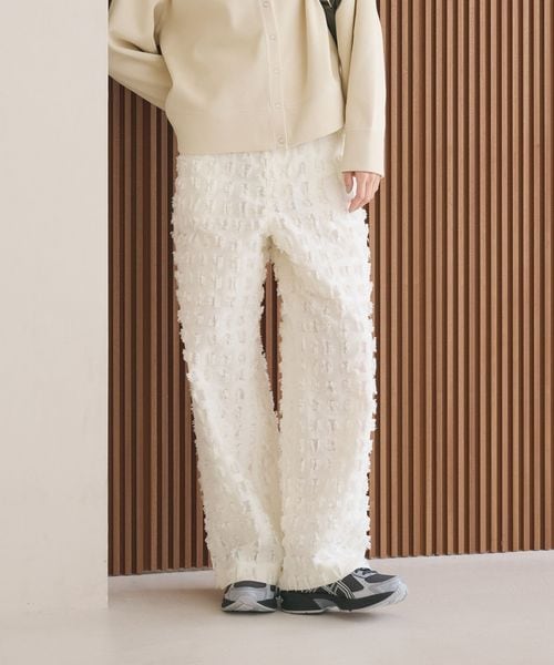 BEAUTY&YOUTH/スクエア フリンジ ジャガード ワイドパンツ/その他パンツ