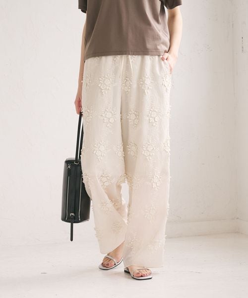 BEAUTY&YOUTH/セルロースナイロン エンブロイダリー イージーパンツ/その他パンツ